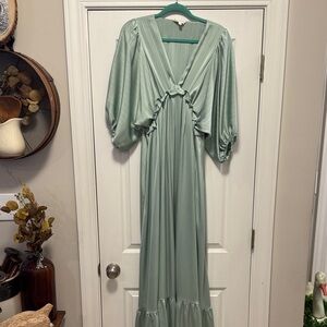 Vanilla Bay Mint Green Maxi Dress with Balloon Sleeves